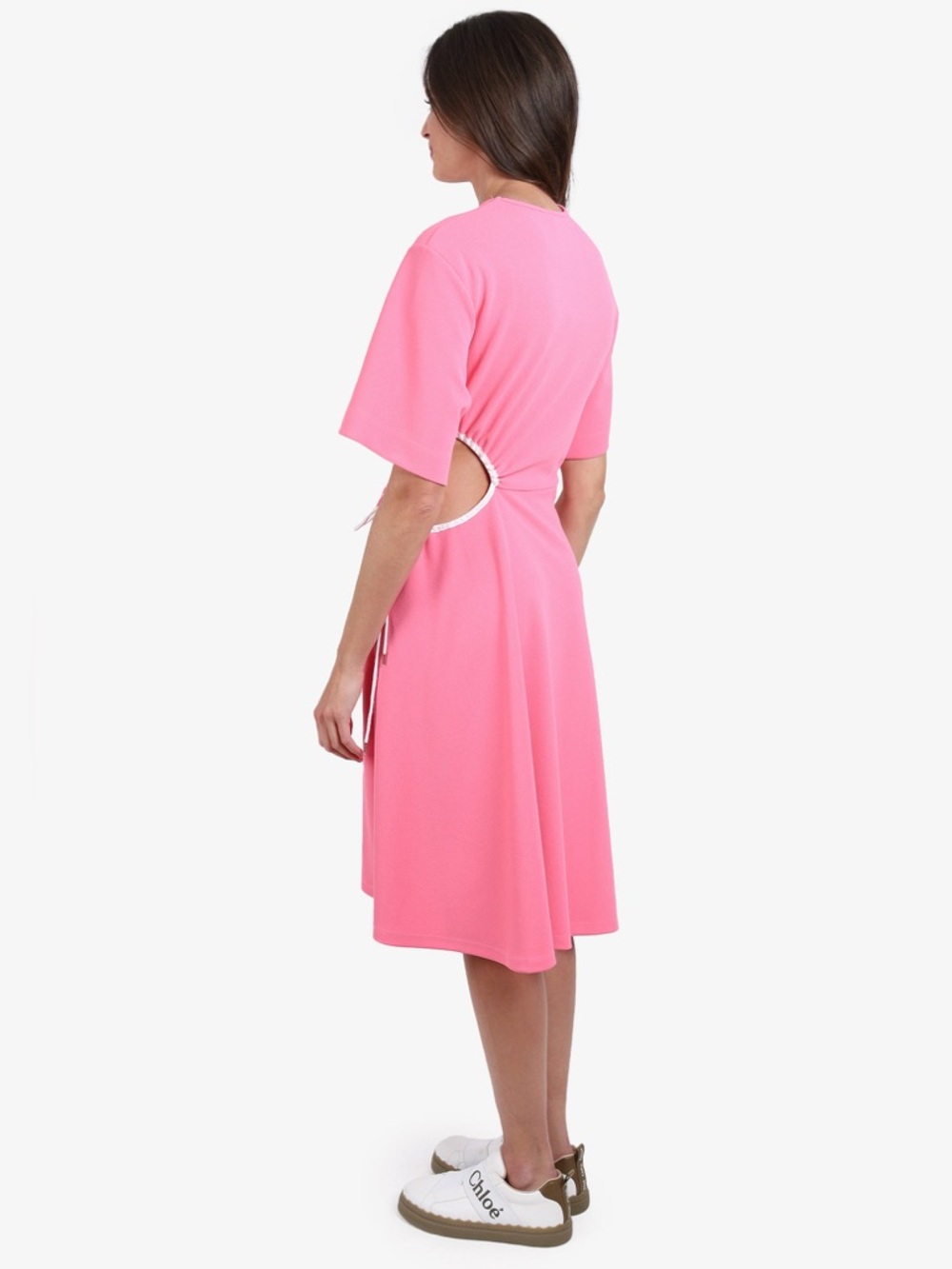 See by Chloé Cut Out Asymmetrical Pink Midi Dress - Picture 7 of 14